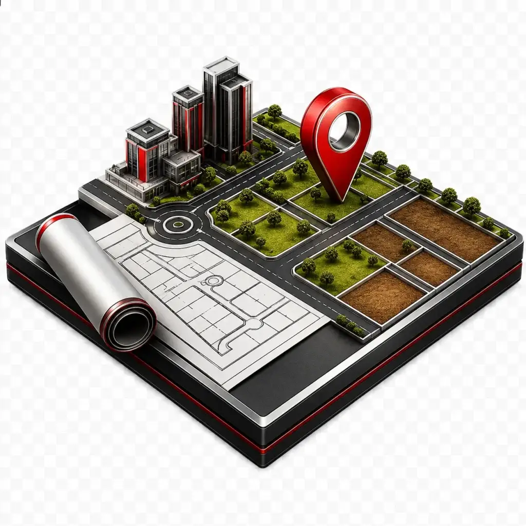 Land development and estimation planning illustration